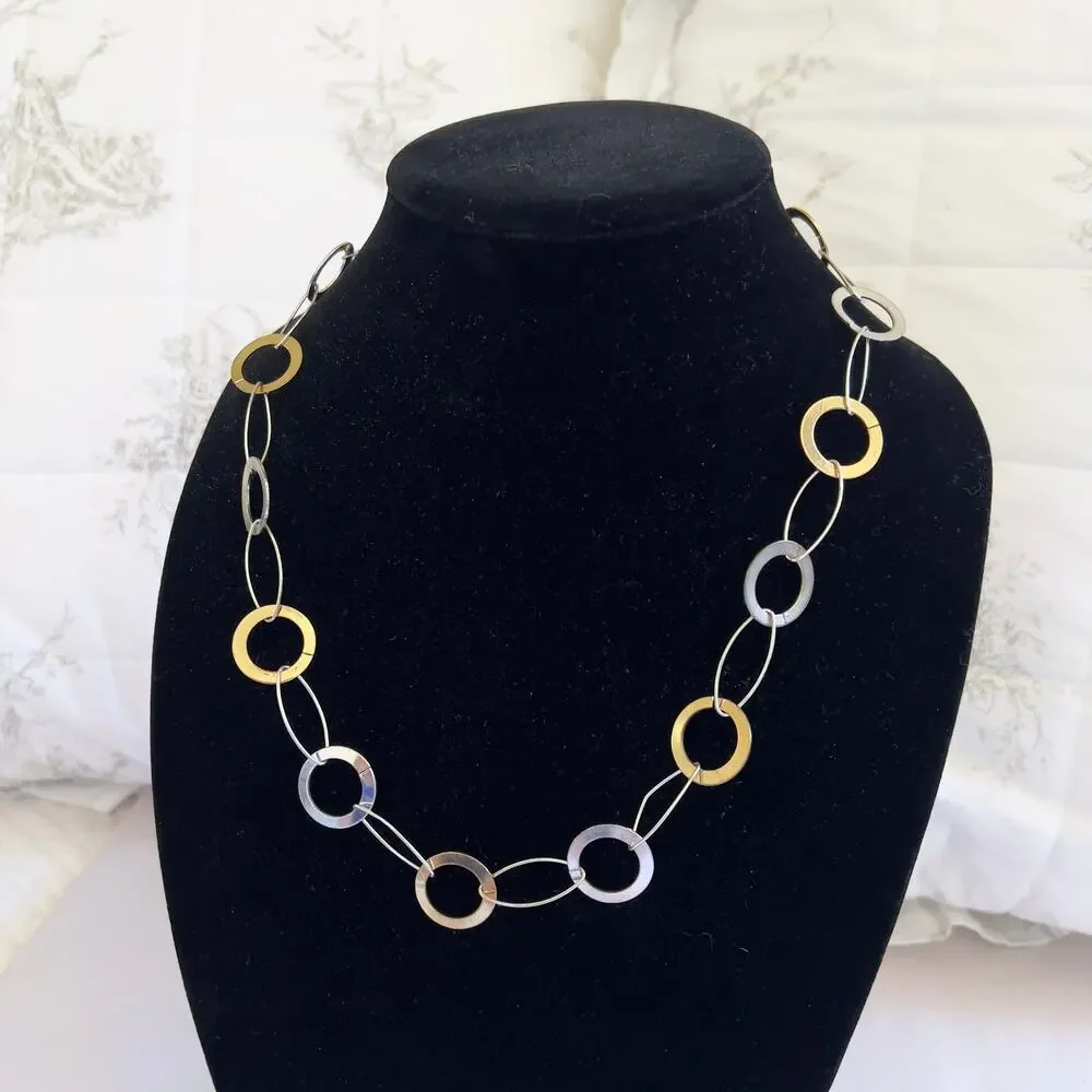Vintage Y2K Silver and Gold Tone Link Chain Necklace